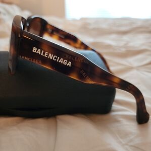 Balanciaga rectangular monogram tortoise frame sunglasses